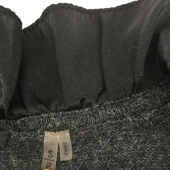 Tahari Ruffle Neck Full Zip Cardigan Sweater Small Womens Dark Gray Black S - Picture 4 of 7